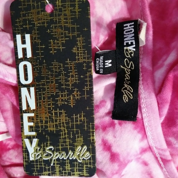 Honey & Sparkle Pink Love Tie Dye Crossback NWT Cotton Tank Top Size Medium - Picture 5 of 6